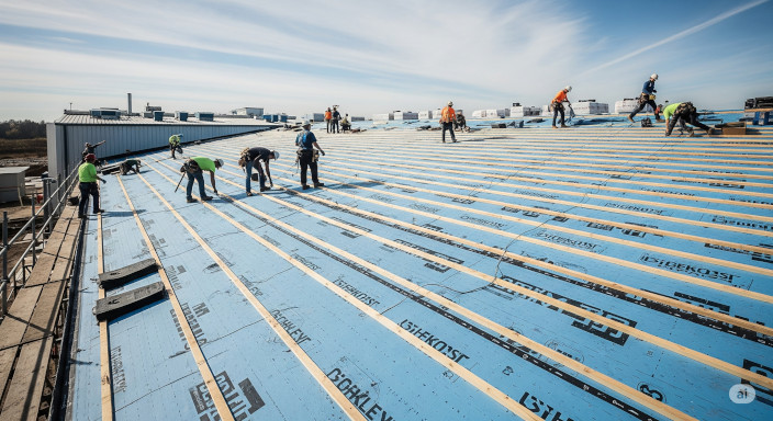Commercial building with a new flat roof